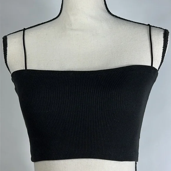 Zara crop tube top with elastic string straps - size M - Picture 1 of 4